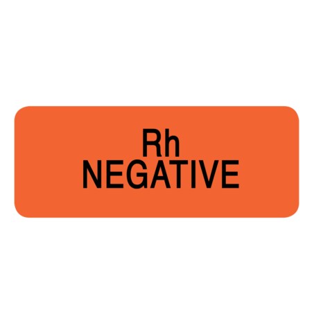 Nevs Label, Rh Negative 7/8" x 2-1/4" Flr Red w/Black LBW-0020